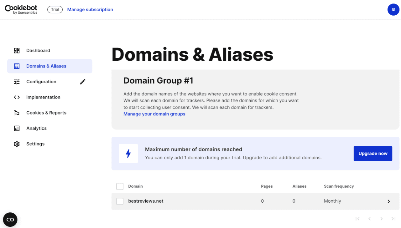 Domains and aliases