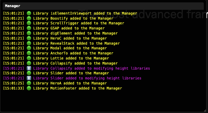 debug manager panels