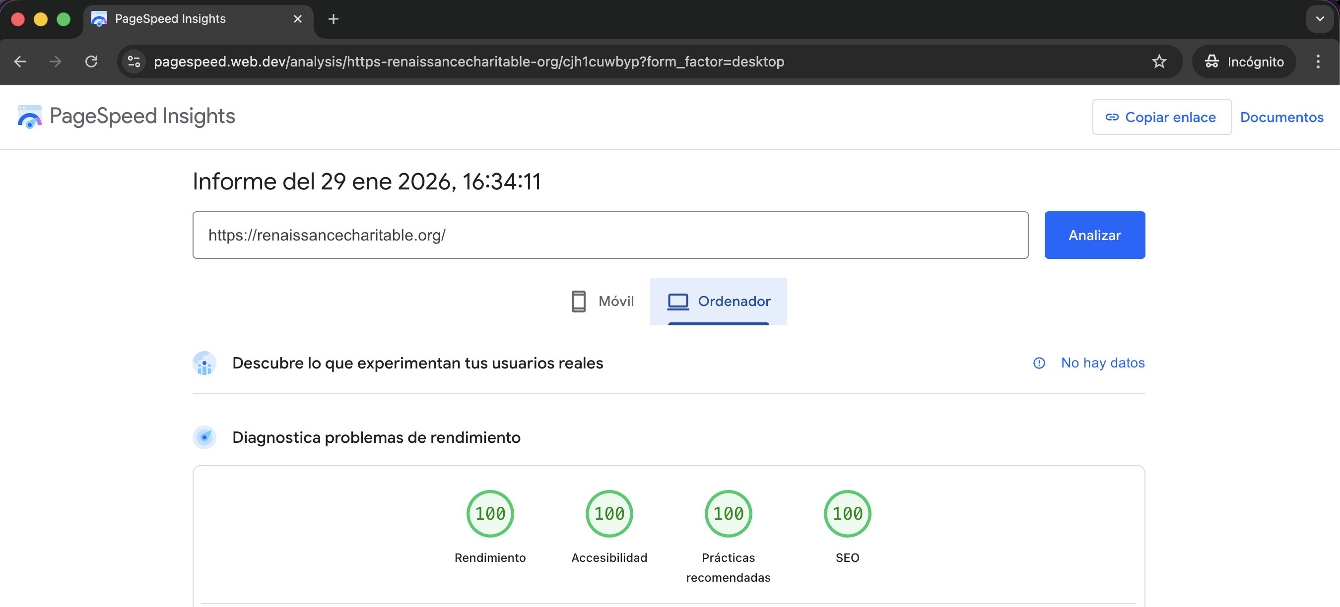 Performance in PageSpeed