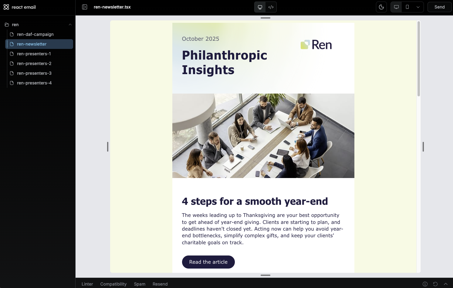 React email interface