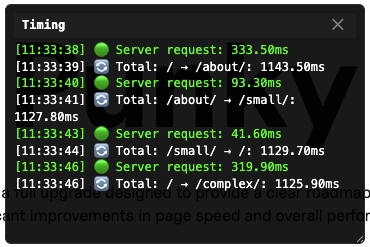 debug timings panels